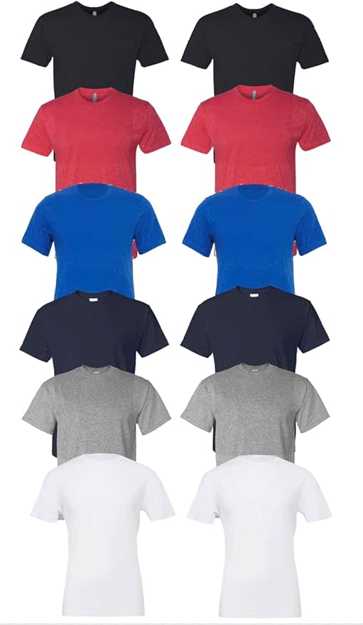 EVERYDAY TEES Men's Heavy Cotton Tee (Pack of 12), Assorted Mixed Color Small to 5XL