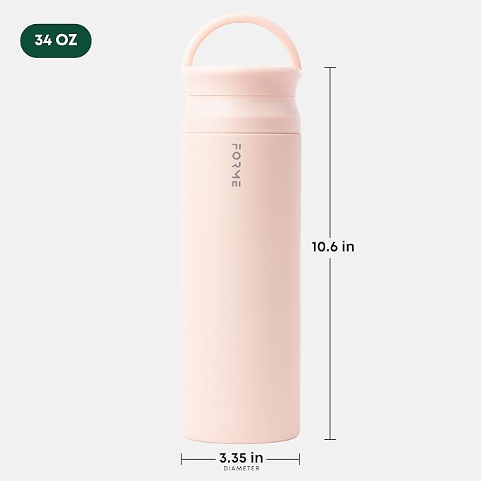 FORME - Shaker, 1 Liter Stainless Steel Protein Shaker, Double-Walled Vacuum Insulated Bottle, Silent & Leak-Proof Design, Keeps Drinks Cold for 12 Hours or Hot for 8 Hours (Desert Beige)