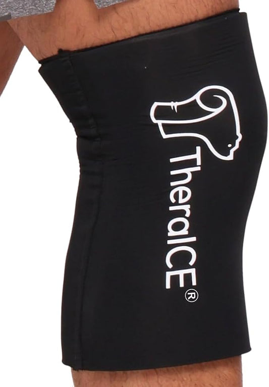 TheraICE Knee Ice Pack Wrap Compression Sleeve for Injuries, Reusable Gel Cold Packs Brace Also for Elbow, Ankle & Calf - Flexible Cold Wrap Recovery for Meniscus, ACL, MCL Pain Relief