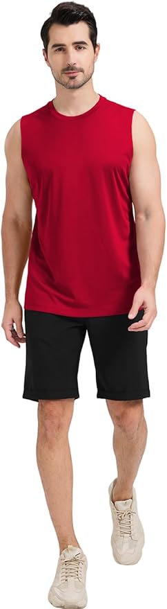 Men's Sleeveless UPF 50+ Swim Shirts Quick Dry Workout Tank Top UV Protection Running Gym Muscle T Shirts