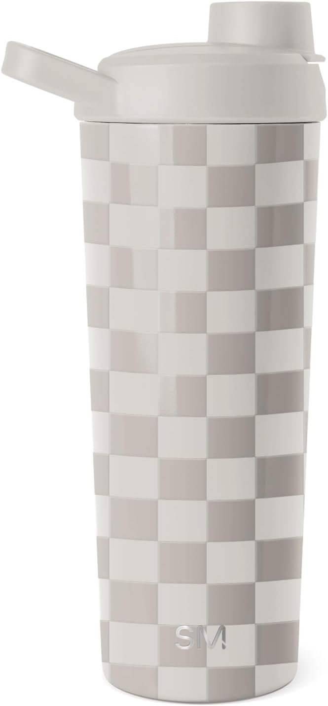 Simple Modern Stainless Steel Shaker Bottle with Ball 24oz | Metal Insulated Cup for Protein Mixes, Shakes and Pre Workout | Rally Collection | Checkmate