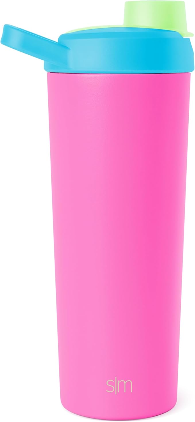 Simple Modern Stainless Steel Shaker Bottle with Ball 24oz | Metal Insulated Cup for Protein Mixes, Shakes and Pre Workout | Rally Collection | 80s Mix