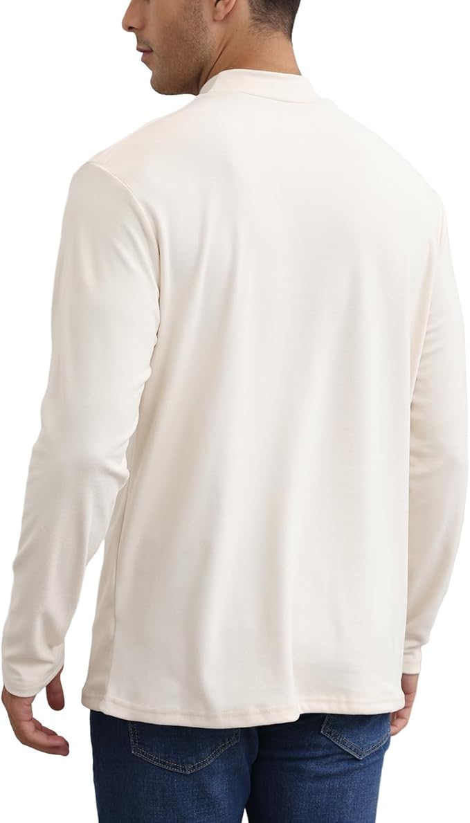 Mens Casual Mock Turtleneck T-Shirts Long Sleeve Thermal Stretchy Pullover Basic Lightweight Undershirt Sweater Tops