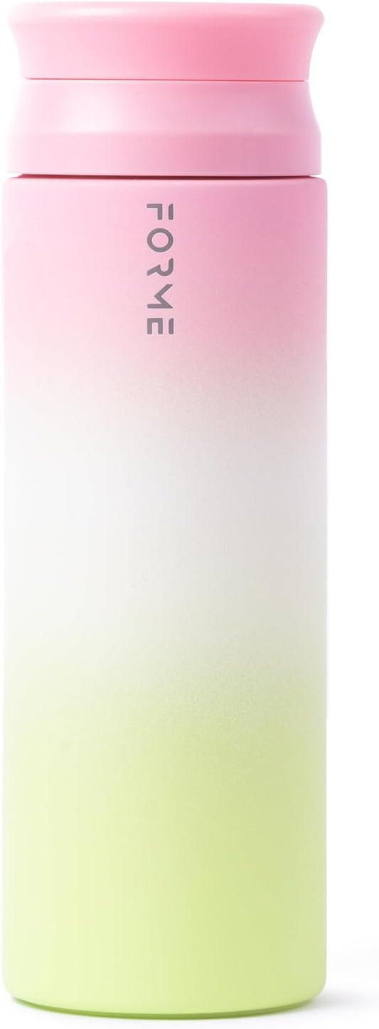 FORME - Shaker, 700ml Stainless Steel Protein Shaker, Double Walled Vacuum Insulated, Cold and Hot Drinks, Silent & Leak Proof, Fits Most Cup Holders (Gradient Lime/White/Pink)
