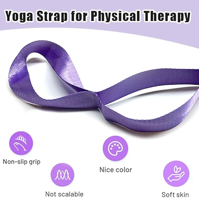 Oak-Sports Stretching Strap Yoga Strap for Physical Therapy with 10 Loops, Yoga Straps for Stretching, Upgraded Non-Elastic Stretch Band for Pilates, Dance and Gymnastics with Workout Guide
