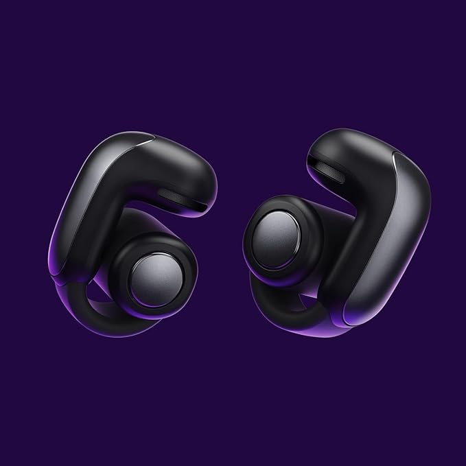 Bose Ultra Open Bluetooth Earbuds, True Wireless Earbuds with OpenAudio for Awareness, Clip On Design for Comfort, Immersive Audio, Up to 48 Hrs of Playtime + 20W Wall Charger (Black)