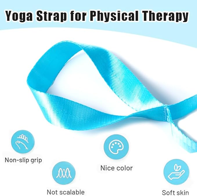 Oak-Sports Stretching Strap Yoga Strap for Physical Therapy with 10 Loops, Yoga Straps for Stretching, Upgraded Non-Elastic Stretch Band for Pilates, Dance and Gymnastics with Workout Guide