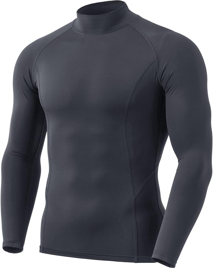 TSLA Men's Thermal Long Sleeve Compression Shirts, Mock/Turtleneck Winter Sports Running Base Layer Top