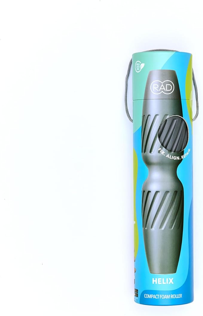 RAD Helix – Compact High-Density Exercise Foam Roller – Deep Tissue Myofascial Release for Back, Quads, Hamstrings & More – Muscle Recovery Tool for Stretching & Mobility