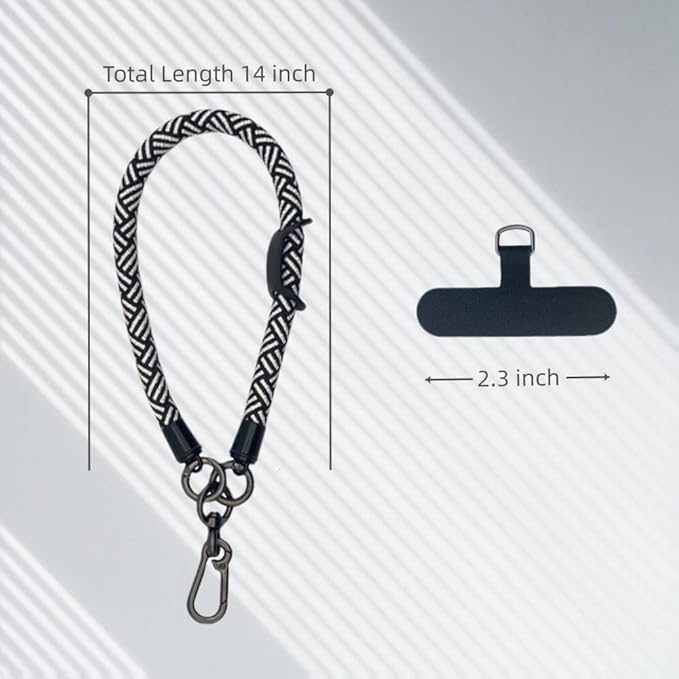 Phone Lanyard Wrist Strap Phone Strap Wrist Lanyard for Cell Phone Around the Hand with Lanyard Patch (Black/White)