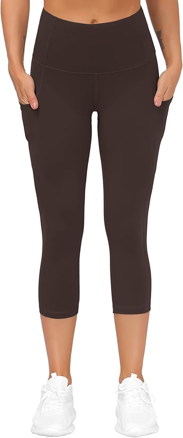 THE GYM PEOPLE Thick High Waist Capris Yoga Pants with Pockets, Tummy Control Workout Running Yoga Leggings for Women