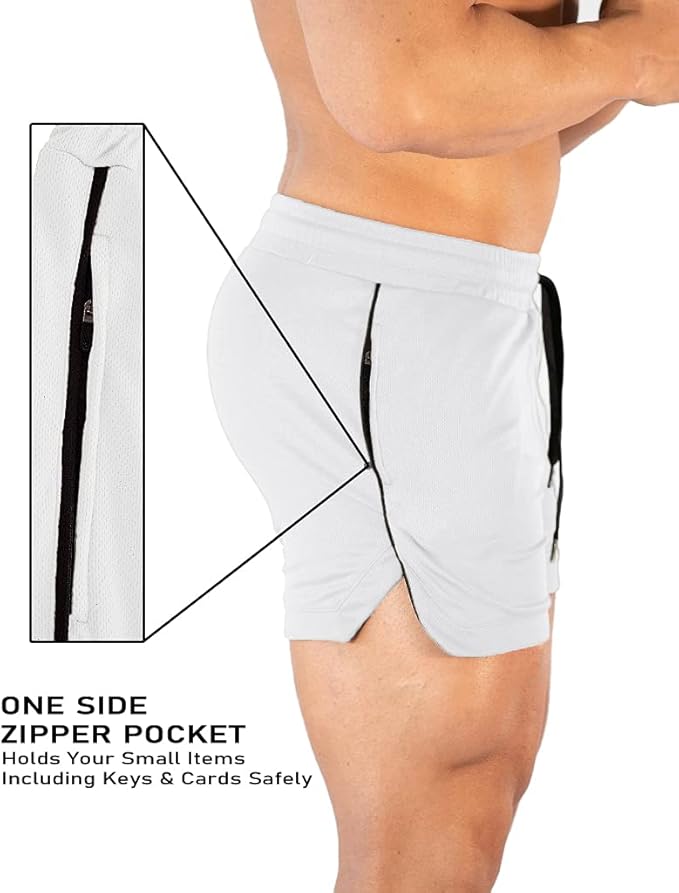 FLYFIREFLY Men's Gym Workout Shorts Running Lightweight Athletic Short Pants Bodybuilding Training