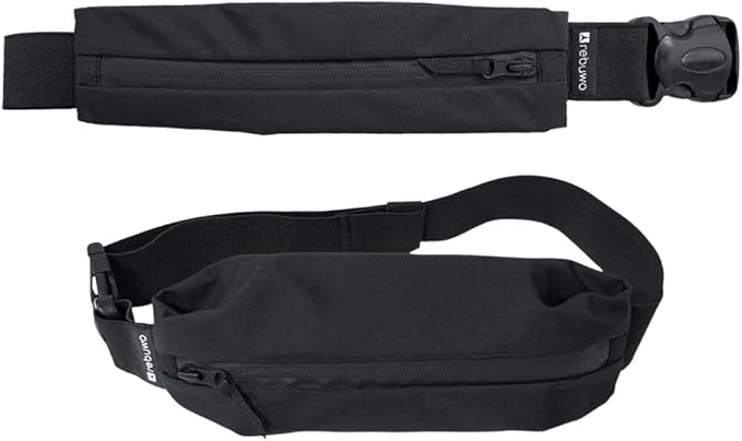 Rebuwo Running Belt – Adjustable Waist Pack Bag for Men & Women | Lightweight Fanny Pouch for Jogging, Hiking, Travel, Gym & Outdoor Fitness – Black