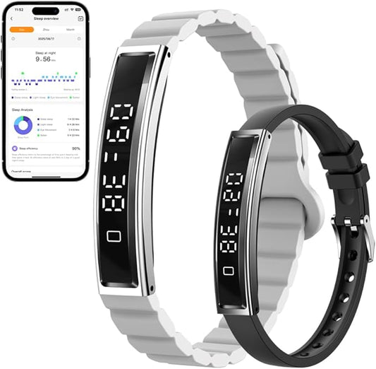 Smart Bracelet for Women Men, Fitness Tracker Smart Wristband, Waterproof Health Band with 24/7 Heart Rate Sleep Monitor, 12 Kinds Sport Modes fits Android iOS (Black) (Gray)