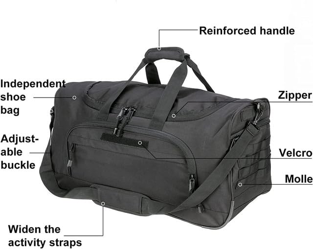 Gym Bag for Women & Men Tactical Duffle Military Weekender Travel Work Out Bags Lightweight Waterproof Sports Tote Shoe Pocket