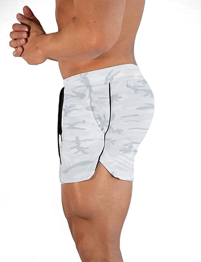 FLYFIREFLY Men's Gym Workout Shorts Running Lightweight Athletic Short Pants Bodybuilding Training