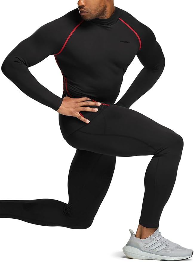TSLA Men's Thermal Long Sleeve Compression Shirts, Mock/Turtleneck Winter Sports Running Base Layer Top