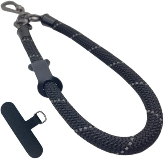 Phone Lanyard Wrist Strap Phone Strap Wrist Lanyard for Cell Phone Around the Hand with Lanyard Patch (Black Reflective)