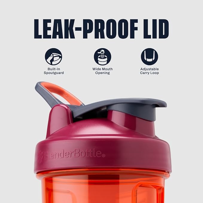 BlenderBottle Shaker Bottle Pro Series Perfect for Protein Shakes and Pre Workout, 28-Ounce, Full-Color Coral