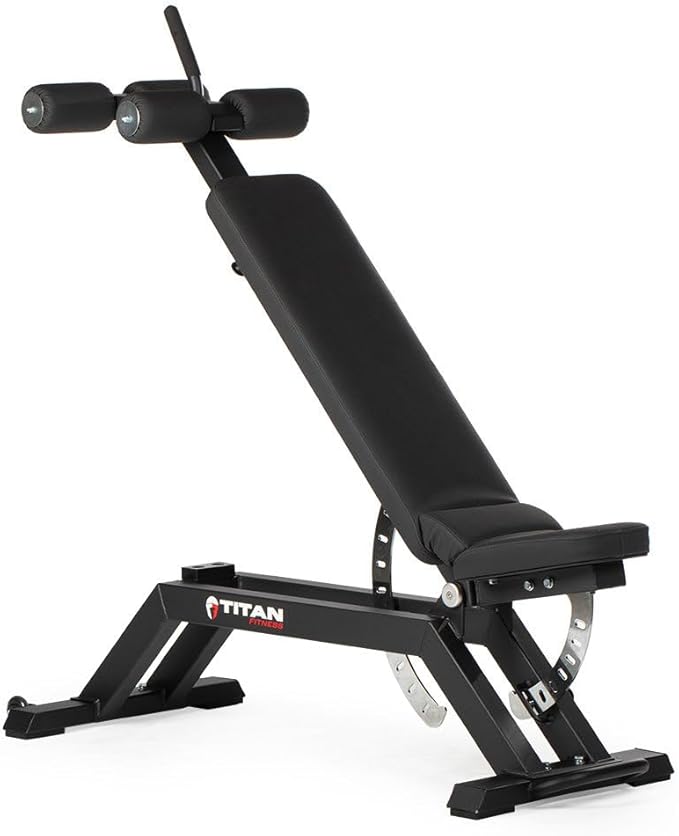 Titan Fitness TITAN Series FID Bench, Adjustable Weight Bench with 70 Flat, Incline, Decline Angles, Rated 600 LB, Durable Vinyl Padding, Workout Bench for Home Gym Weightlifting & Strength Training