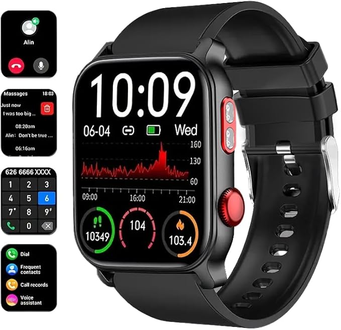 QTLLBT 9 Languages Translation Watch Smart Watch Bluetooth Call (Answer Make Calls) Fitness Tracker IP68 Waterproof 100+ Sports Heart Rate Sleep Android iPhone Men and Women Smart Watch (Black)