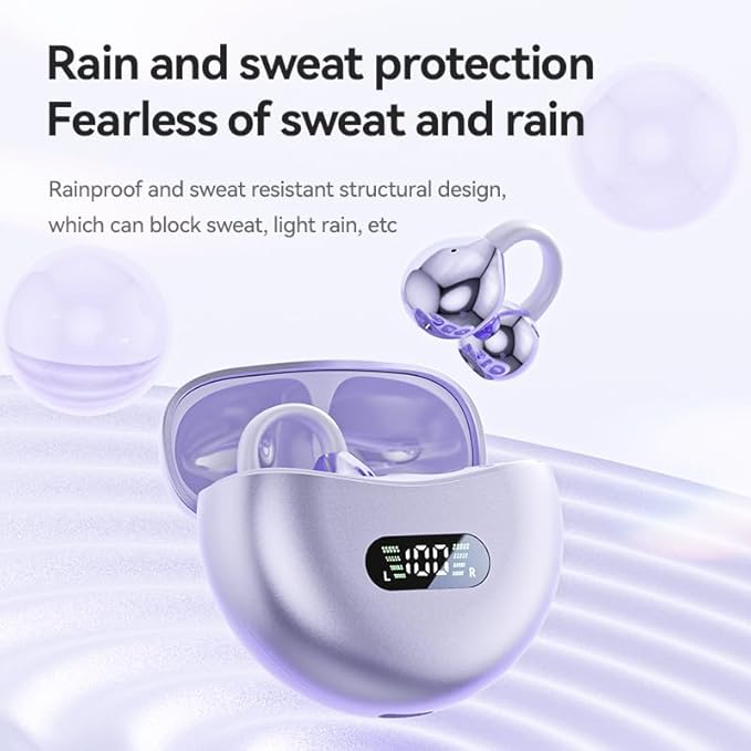 Clip-on Earbuds,Open Ear Earbuds Wireless Bluetooth 5.4, Lightweight Open Ear Headphones with C-Shaped Bridge,Slim Hook,60H Battery,Waterproof,for Glasses Wearers and Workouts (Off White)