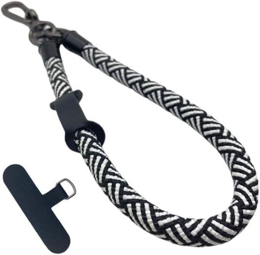 Phone Lanyard Wrist Strap Phone Strap Wrist Lanyard for Cell Phone Around the Hand with Lanyard Patch (Black/White)
