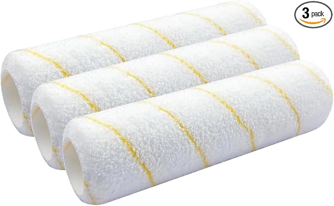 King Origin 9 Inch Microfiber Paint Roller Covers, 1/2" Nap, 3-Pack Paint Rollers for Wall & Ceiling Painting, Professional & Home Use