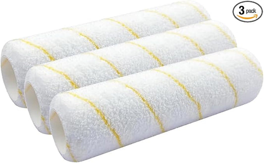 King Origin 9 Inch Microfiber Paint Roller Covers, 1/2" Nap, 3-Pack Paint Rollers for Wall & Ceiling Painting, Professional & Home Use
