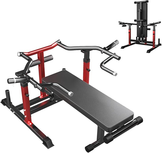 Chest Press Machine Upgraded, 1250LBS Foldable Bench Press Machine with Independent Converging Arms, Adjustable Height Chest Press Machine Space Saving Weight Bench, AB Workout Home Gym Equipment