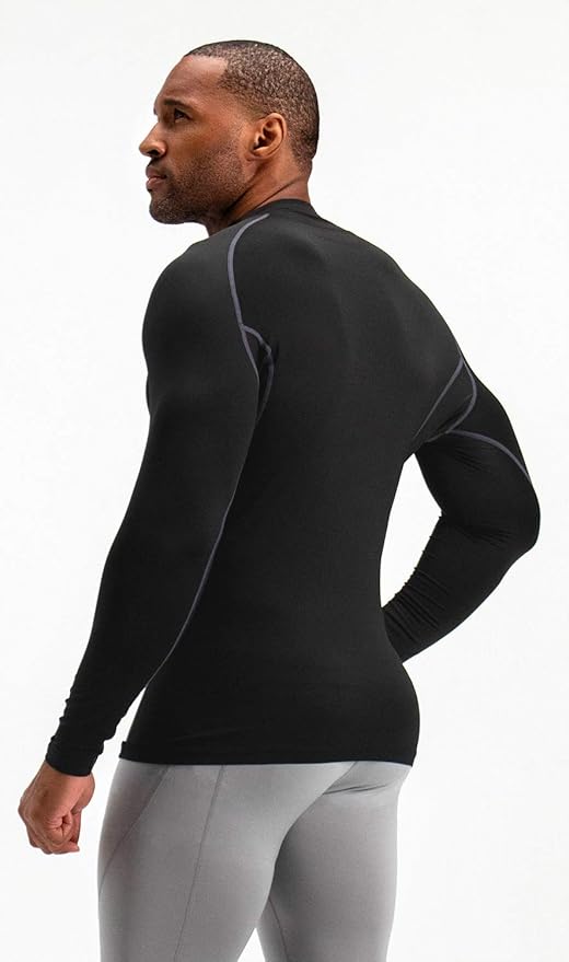 DEVOPS 2 Pack Men's Thermal Turtle Mock Neck Shirts, Compression Long Sleeve Tops and Hoodies