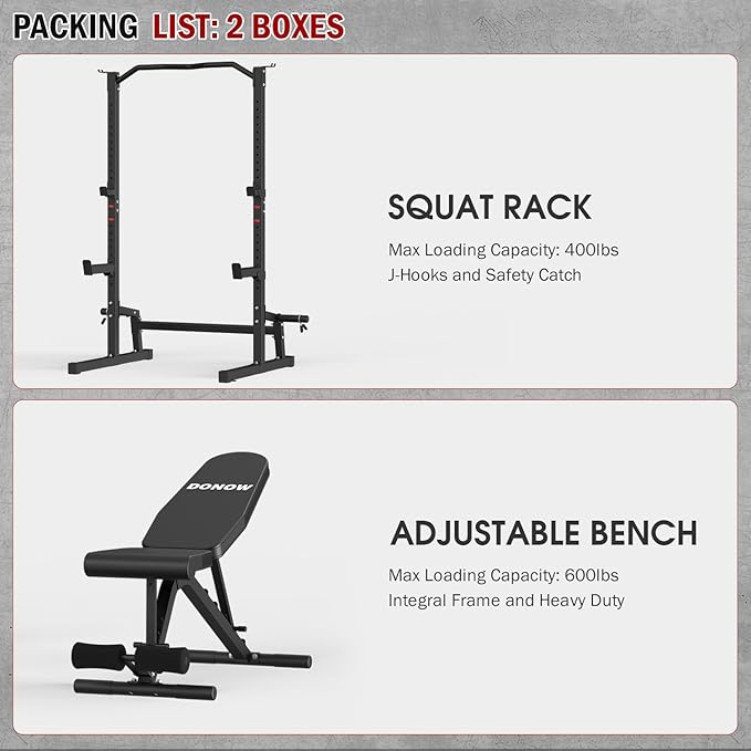 DONOW Olympic Weight Bench with Squat Rack Adjustable Workout Bench with Rack for Bench Press Sthrength Training