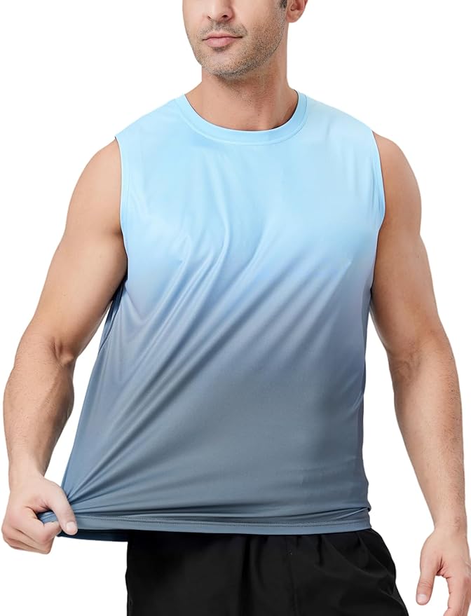 Men's Sleeveless UPF 50+ Swim Shirts Quick Dry Workout Tank Top UV Protection Running Gym Muscle T Shirts
