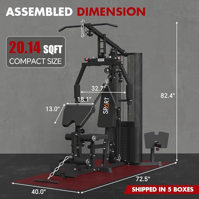 SPART Home Gym, Multifunctional Home Gym Equipment, Workout Station with 160LBS Weight Stack for Leg Press & Chest Fly, All in One Workout Machine Full Body Strength Training with Pulley System