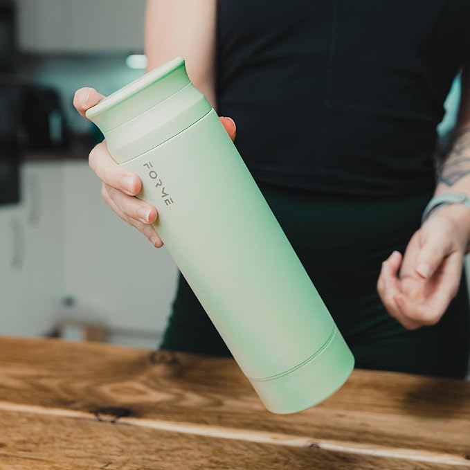FORME - OG Classic Shaker, 500ml + 35g Stainless Steel Protein Shaker, Double Walled Vacuum Insulated, Cold and Hot Drinks, Silent & Leak Proof, Fits Most Cup Holders (Sea Mist)
