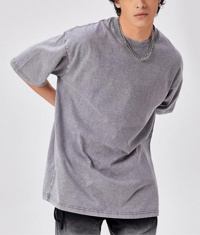 3 Pcs Men's Oversized Heavy Cotton Summer T-Shirts Vintage Tee Loose Fit Short Sleeve Casual Tshirts for Men Women