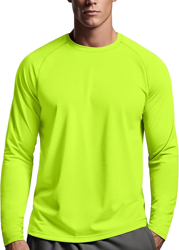Zengjo Mens Long Sleeve Workout Shirts Moisture Wicking Running Athletic Sport Performance T-Shirt Lightweight SPF Sun Shirt