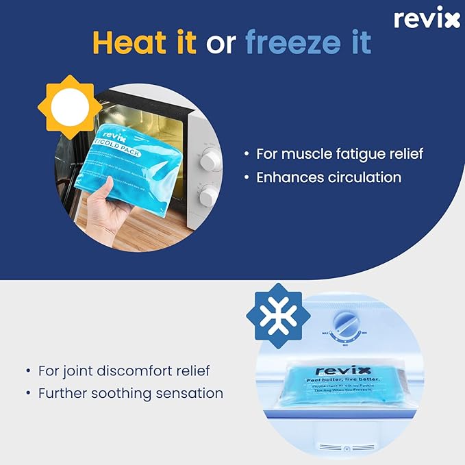 REVIX Large Ice Packs for Injuries Reusable, 2 Packs Hot & Cold Gel Ice Packs with PVC Cooling Design & Adjustable Strap, Flexible Therapy on Joints, Muscles, Shoulder, Back and Knee (12" x 6" Blue)