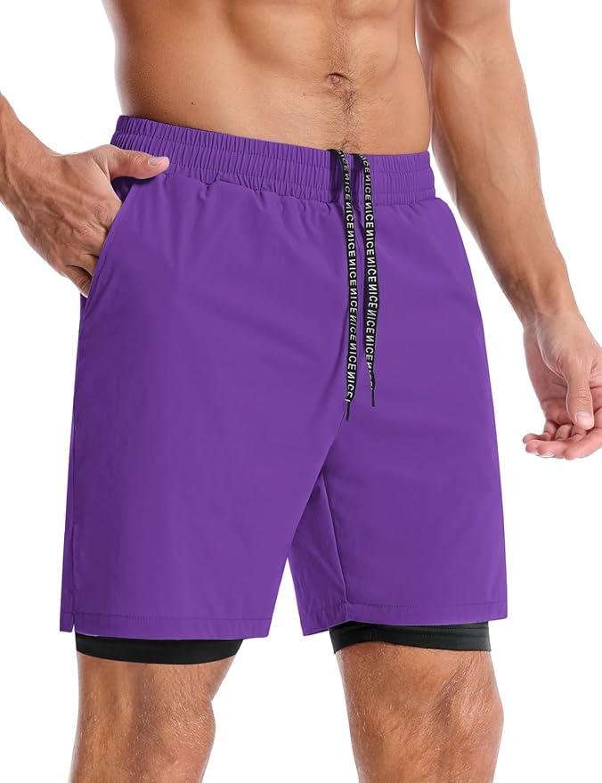 Aolesy Men's 5''/7'' Running Shorts Quick Dry Workout Gym Shorts with Pockets, Tennis Training Athletic(Linerless & Liner)
