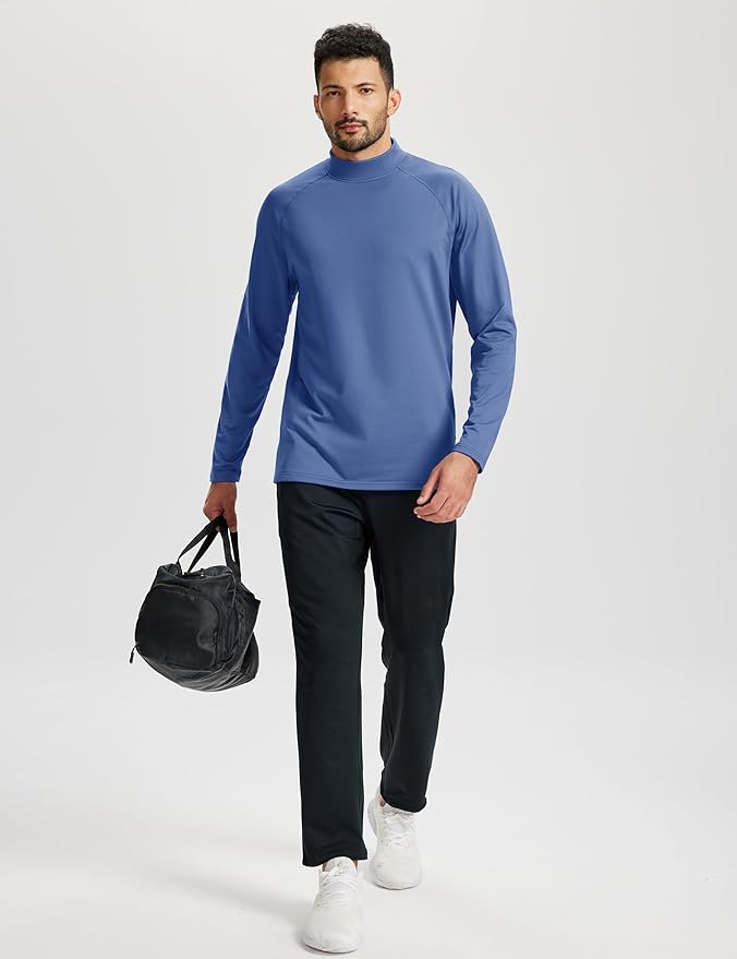 TACVASEN Mens Thermal Fleece Shirt Mock Turtle Neck Base Layer Long Sleeve Athletic Warm Undershirt Winter Running Tops