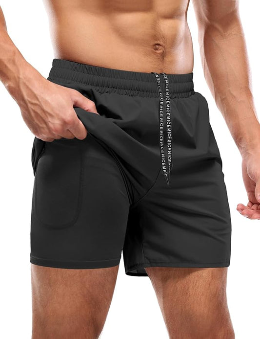 Aolesy Men's 5''/7'' Running Shorts Quick Dry Workout Gym Shorts with Pockets, Tennis Training Athletic(Linerless & Liner)