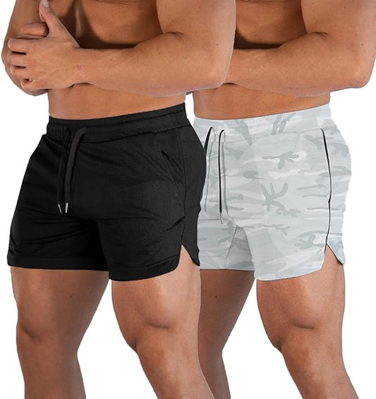 FLYFIREFLY Men's Gym Workout Shorts Running Lightweight Athletic Short Pants Bodybuilding Training