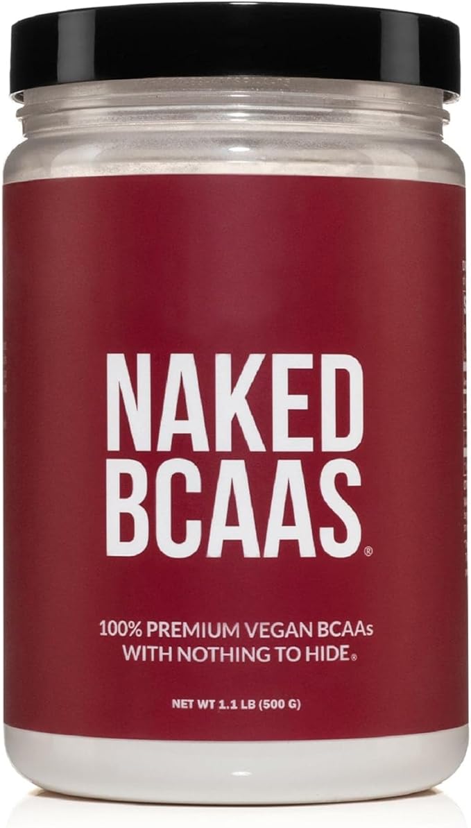 NAKED BCAAs Amino Acids Powder, Only 1 Ingredient, Pure 2:1:1 Formula, Vegan Unflavored Branched Chain Amino Acids, Instantized All Natural BCAA Supplement - 500 Grams, 100 Servings