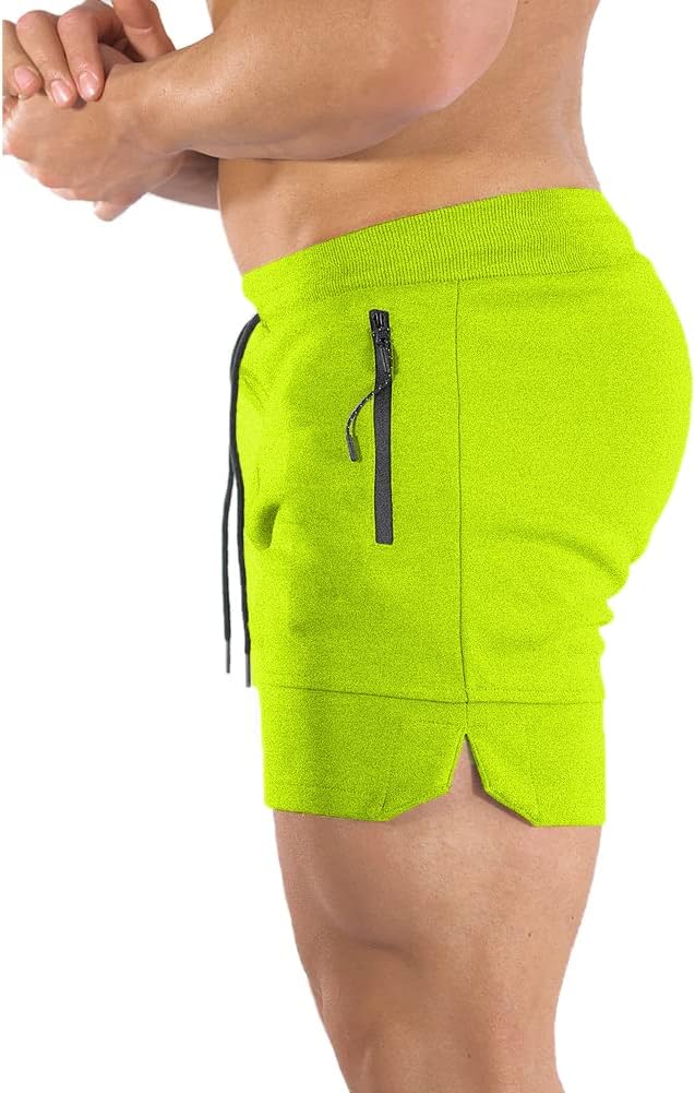 PIDOGYM Men's 5" Gym Workout Shorts,Fitted Jogging Short Pants for Bodybuilding Running Training with Zipper Pockets