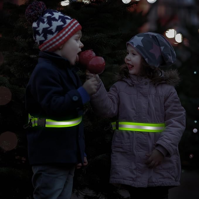 Reflective Sash for Walking at Night, High Visibility Reflective Running Gear Night Walking Safety Gear for Men Women Kids, Reflective Sash with 2 Pcs Reflective Armbands for Running Walking