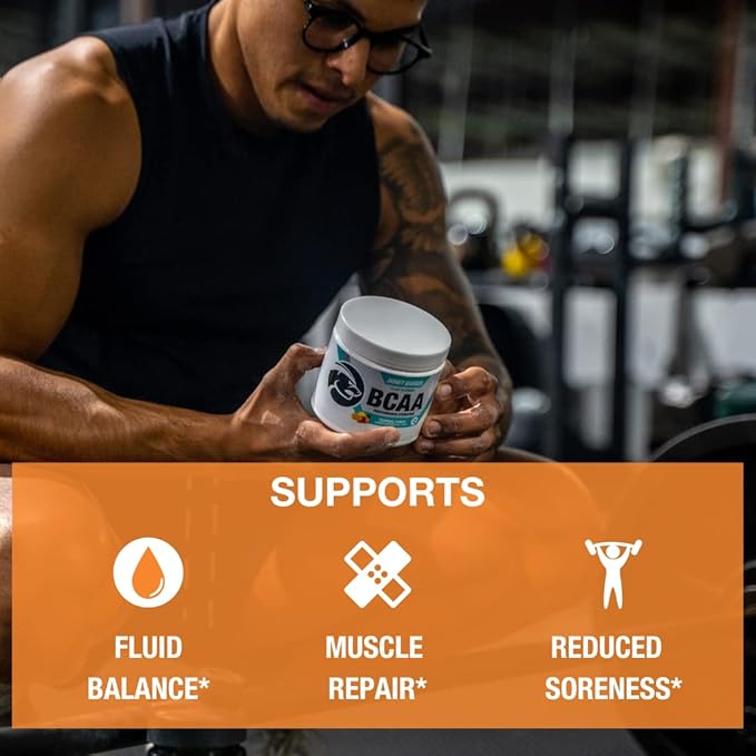 Honey Badger BCAA + EAA Powder | Micronized Creatine Monohydrate | Muscle Growth & Recovery | Natural Recovery for Men & Women | Sugar Free & Paleo | 30 Servings