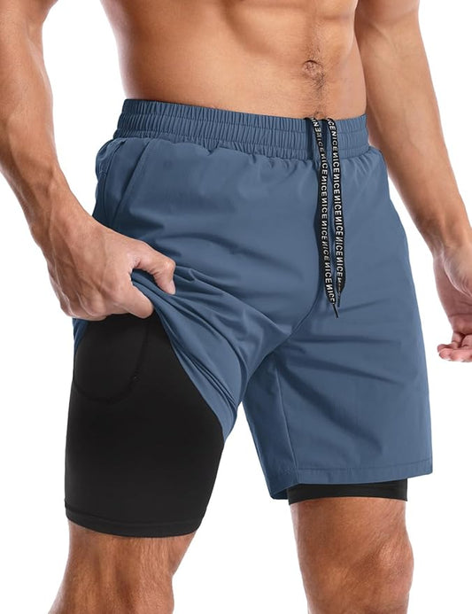 Aolesy Men's 5''/7'' Running Shorts Quick Dry Workout Gym Shorts with Pockets, Tennis Training Athletic(Linerless & Liner)