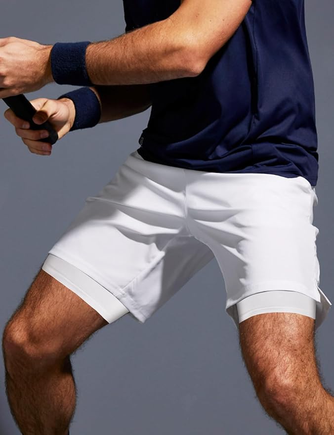 Aolesy Men's 5''/7'' Running Shorts Quick Dry Workout Gym Shorts with Pockets, Tennis Training Athletic(Linerless & Liner)