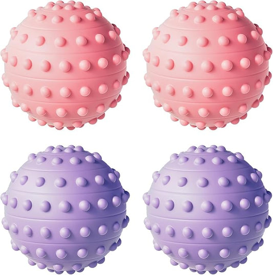 Spiky Massage Balls for Feet,4 Pcs 1.9'' Hard Lacrosse Ball Deep Tissue Recovery Tool,Trigger Point Ball for Myofascial Release & Trigger Point Therapy (Pink)