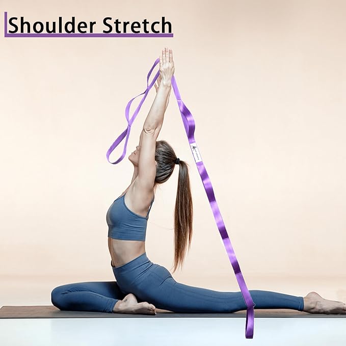 Oak-Sports Stretching Strap Yoga Strap for Physical Therapy with 10 Loops, Yoga Straps for Stretching, Upgraded Non-Elastic Stretch Band for Pilates, Dance and Gymnastics with Workout Guide